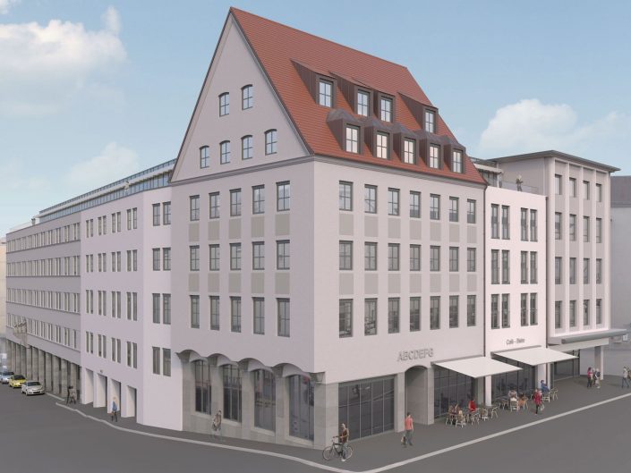 Umgestaltung eines innerstädtischen Areals (Büro- und Verwaltungskomplex) in Augsburg