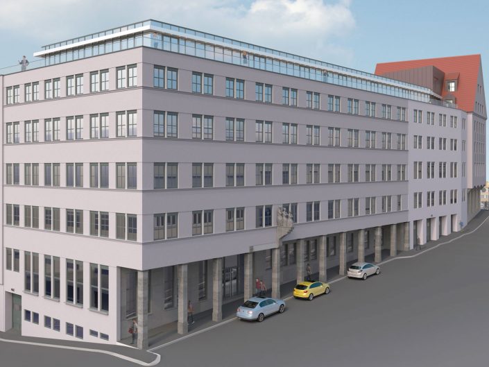 Umgestaltung eines innerstädtischen Areals (Büro- und Verwaltungskomplex) in Augsburg